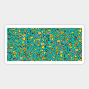 Ocean Fish Treasure Hunt Doodle Pattern Sticker